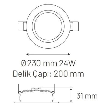 MONO 120-240230-401 24 Watt Sıva Altı Yuvarlak LED Panel - Ilık Beyaz (4000K) [CREE LED]