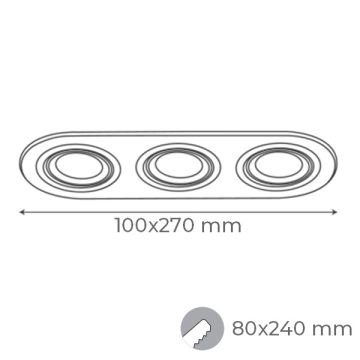 goldX ZE621-WH Beyaz-Krom Sıva Altı Üçlü Oval Spot Kasası