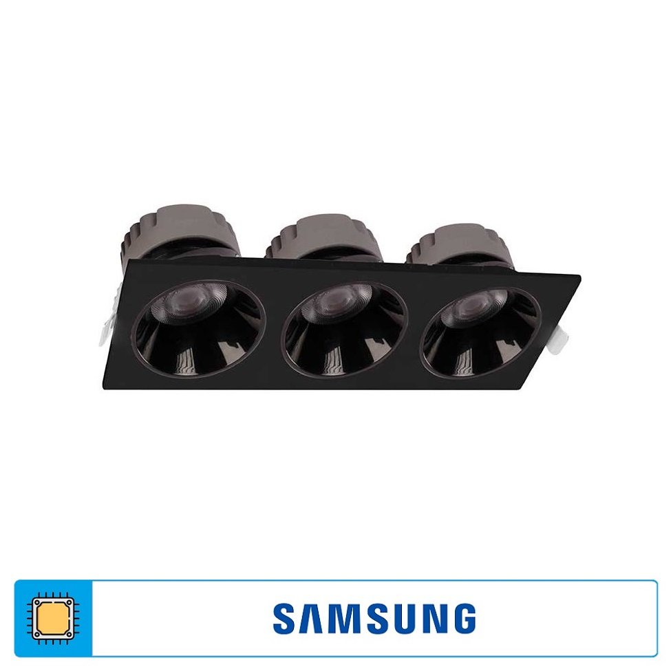 ACK AD10-01731 3x10 Watt Siyah Üçlü Sıva Altı SAMSUNG LED Spot - Beyaz Işık (6500K)
