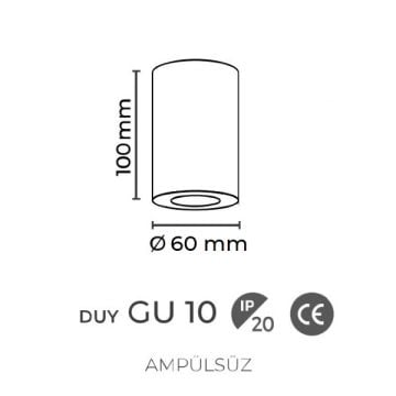 inoled 9233-04 6x10 cm Siyah-Gold Sıva Üstü Silindir Spot Kasası - GU10 Duylu - Metal