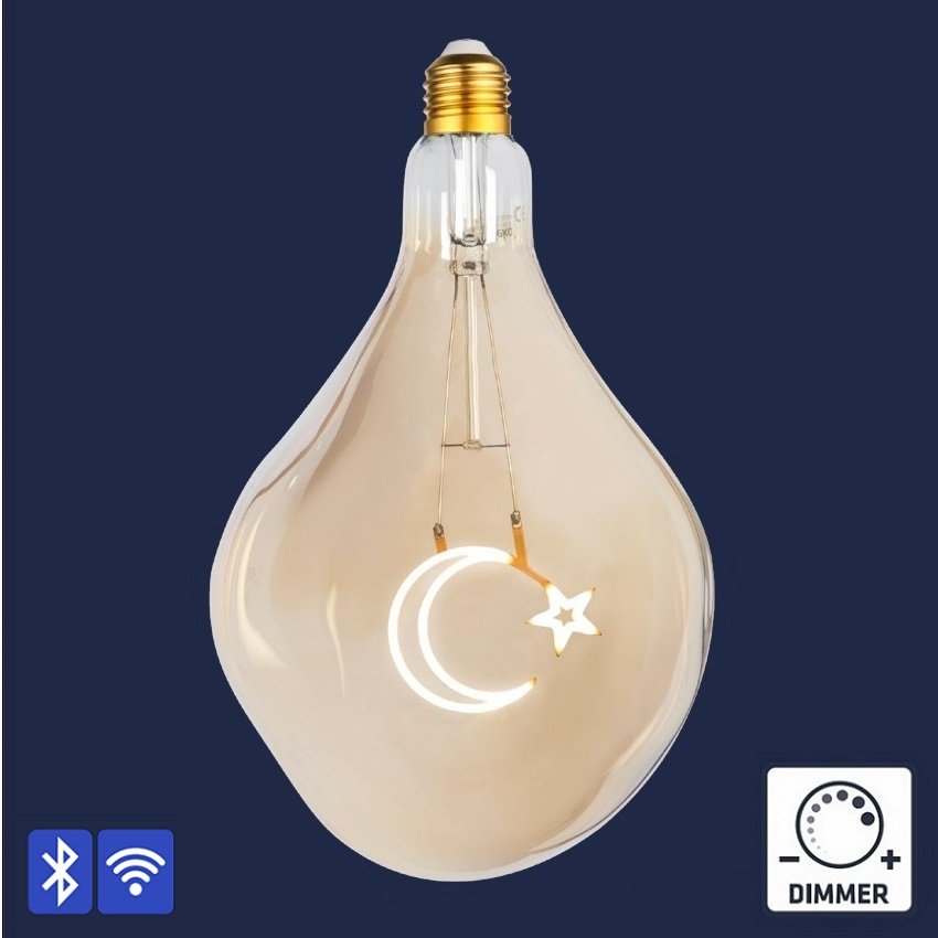 HEKA ERD-1923/1 5 Watt Ay Yıldız Dekoratif LED Rustik Ampul - Amber