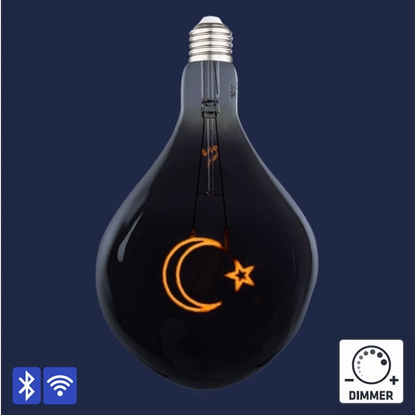HEKA ERD-1923/2 5 Watt Ay Yıldız Dekoratif LED Rustik Ampul - Amber