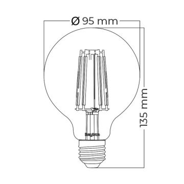 Braytron BB47-00620 6 Watt G95 LED Rustik Glop Ampul - Amber (2200K)