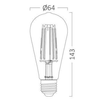 Braytron BB46-00620 6 Watt ST64 LED Rustik Armut Ampul - Amber (2200K)