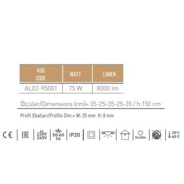 CreaLight AL02-95001 75 Watt 150 cm LED Lambader