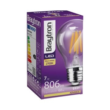 Braytron BA38-00720 4 Watt Şeffaf Camlı A60 LED Rustik Ampul - Gün Işığı (3000K)