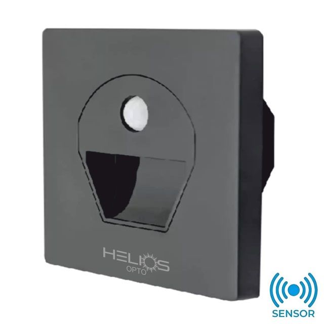 HELIOS HS 6019 3 Watt Sıva Altı Siyah Kare Sensörlü LED Merdiven Armatürü