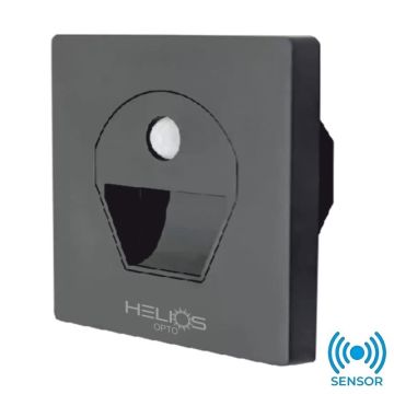 HELIOS HS 6019 3 Watt Sıva Altı Siyah Kare Sensörlü LED Merdiven Armatürü