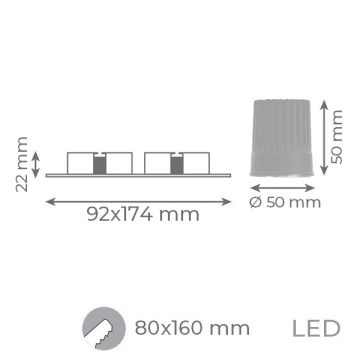 goldX ZE771-BK 2x12 Watt 2x12 Watt Siyah Sıva Altı İkili LED Spot (SAMSUNG LED & EAGLERISE Driver)