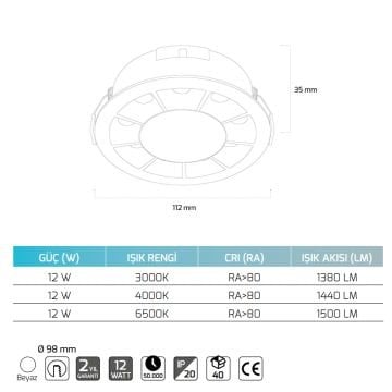 GOYA GY 5102 14 Watt Siyah/Beyaz Gövde Sıva Altı Hareketli LED Spot (Dimli)