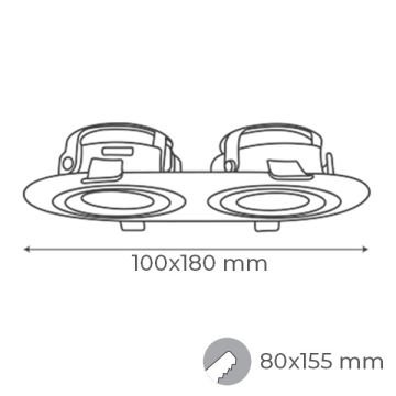 goldX ZE620-BK Siyah-Krom Sıva Altı İkili Oval Spot Kasası