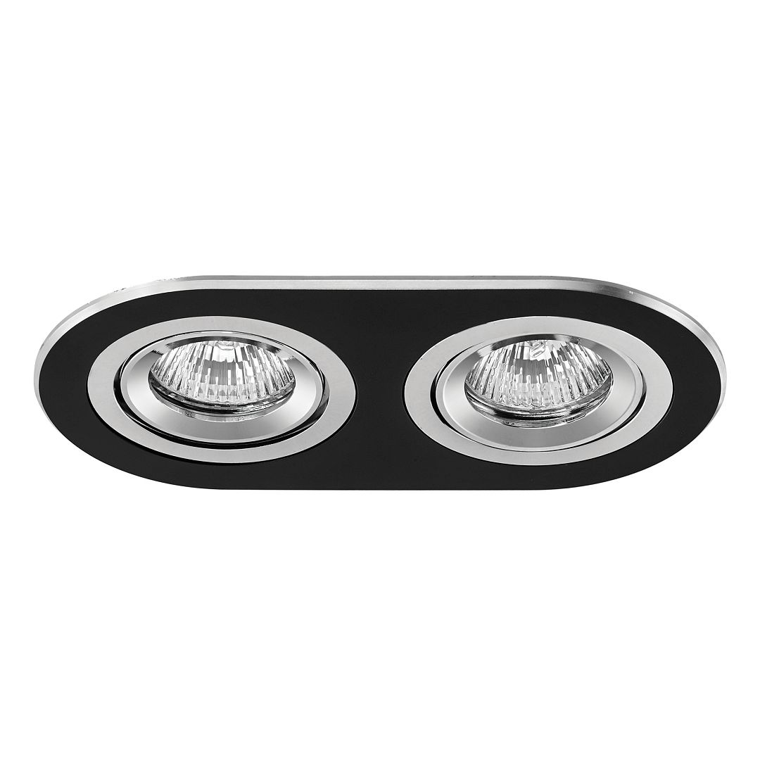 goldX ZE620-BK Siyah-Krom Sıva Altı İkili Oval Spot Kasası