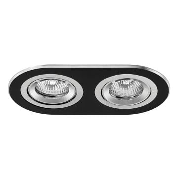 goldX ZE620-BK Siyah-Krom Sıva Altı İkili Oval Spot Kasası