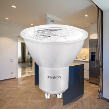 Braytron BA26-60651 6 Watt GU10 Duylu Mercekli Dimli LED Ampul - Ilık Beyaz (4000K)