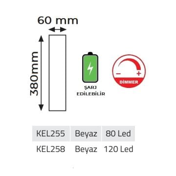 K2 GLOBAL KEL255 80 Ledli Dimli LED Işıldak - Beyaz Işık