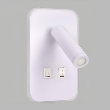 YCL YDA 900B 3+6 Watt Beyaz Kasa LED Okuma Apliği / Yatak Başı LED Aplik - Ilık Beyaz (4000K)