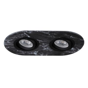 goldX ZE1001-31 Siyah Mermer Desenli Doğal Taş Sıva Altı İkili Oval Spot Kasası