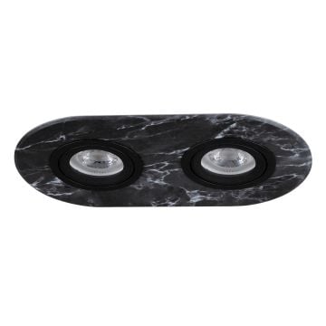 goldX ZE1001-31 Siyah Mermer Desenli Doğal Taş Sıva Altı İkili Oval Spot Kasası