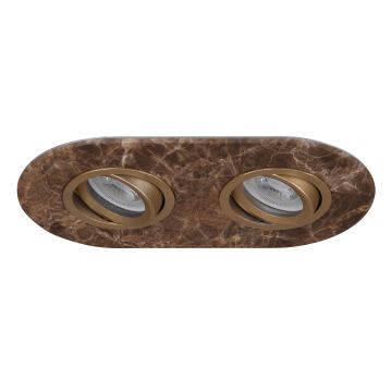 goldX ZE1001-33 Kahve Mermer Desenli Doğal Taş Sıva Altı İkili Oval Spot Kasası