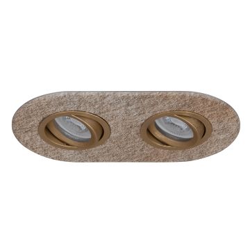 goldX ZE1001-40 Mardin Taş Desen Doğal Taş Sıva Altı İkili Oval Spot Kasası