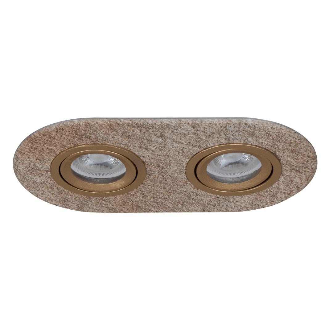 goldX ZE1001-40 Mardin Taş Desen Doğal Taş Sıva Altı İkili Oval Spot Kasası