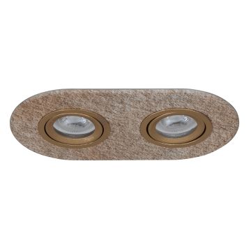 goldX ZE1001-40 Mardin Taş Desen Doğal Taş Sıva Altı İkili Oval Spot Kasası