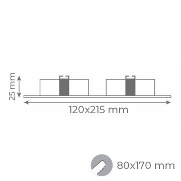 goldX ZE1001-41 Paslı Demir Desenli Sıva Altı İkili Oval Spot Kasası