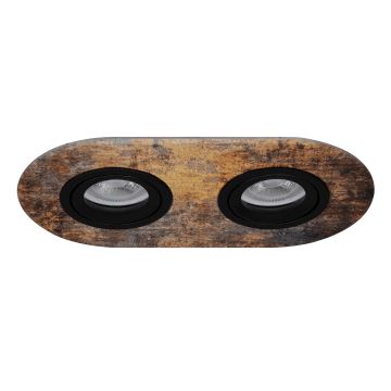 goldX ZE1001-41 Paslı Demir Desenli Sıva Altı İkili Oval Spot Kasası