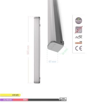 ACK AT03-00600 18 Watt 60 cm Nemliyer LED Etanj Armatür - Gün Işığı (3000K) - IP65 [OSRAM LED]