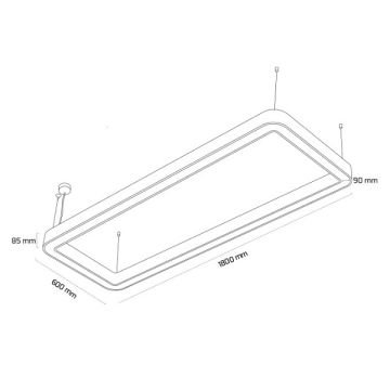 GOYA GY 8118-60x180 Siyah/Beyaz Kasa 112 Watt 60x180 cm Dikdörtgen Halka Lineer Sarkıt Armatür