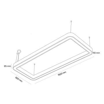 GOYA GY 8118-60x150 Siyah/Beyaz Kasa 87 Watt 60x150 cm Dikdörtgen Halka Sıva Üstü Lineer Armatür