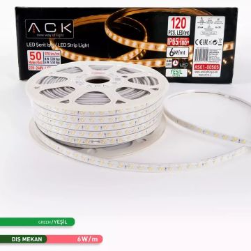 ACK AS01-00505 220 Volt 6 Watt/Metre Yeşil Dış Mekan Şerit Led [50 Metre)