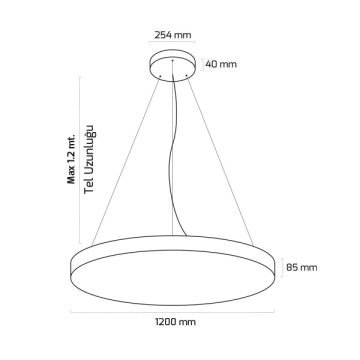 GOYA GY 8113-120 Siyah/Beyaz Kasa 153 Watt 120 cm Davul Lineer Sarkıt Avize
