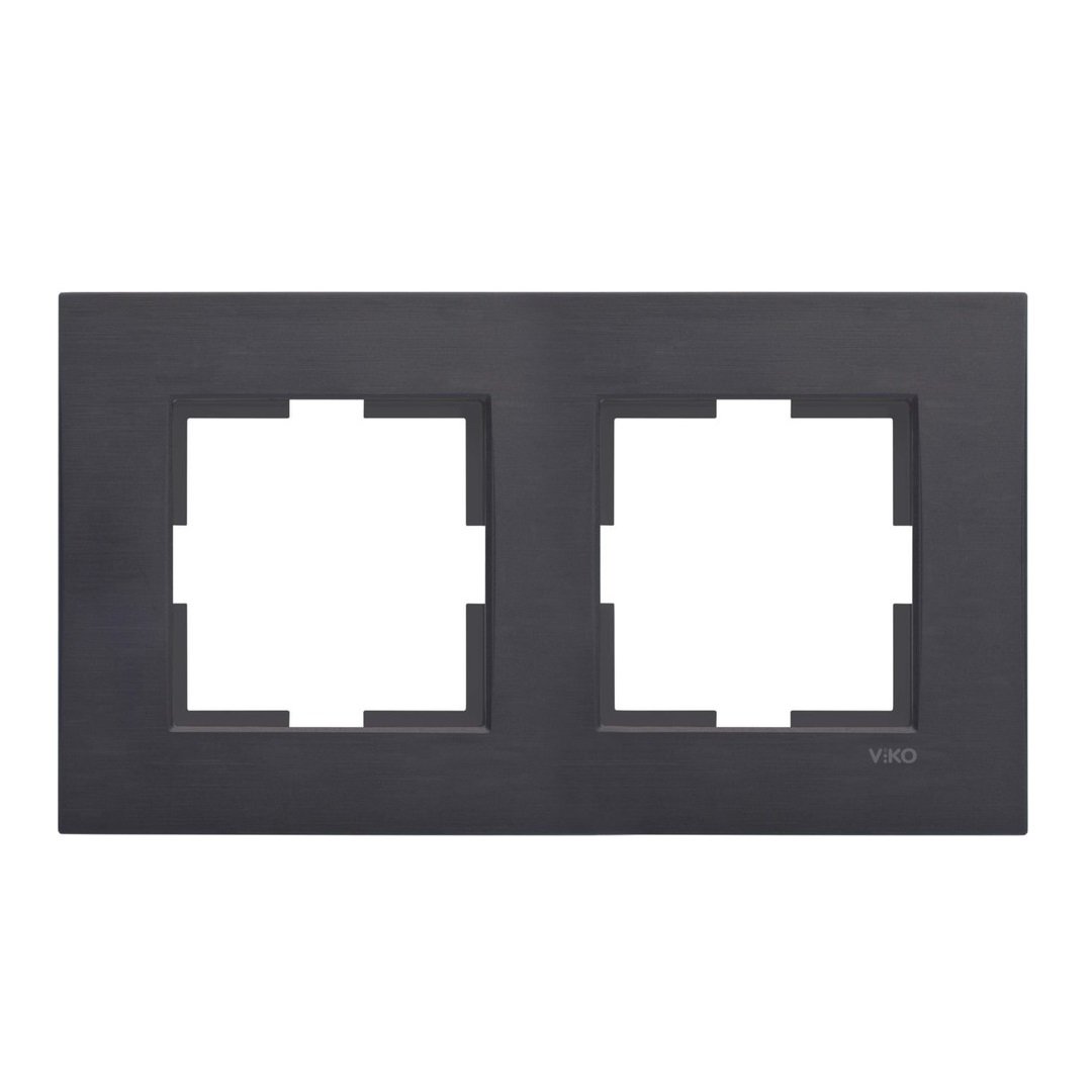 VİKO Novella 92192312 Eloxal İkili Yatay Çerçeve [Siyah]