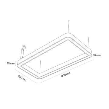 GOYA GY 8118-60x120 Siyah/Beyaz Kasa 74 Watt 60x120 cm Dikdörtgen Halka Lineer Sarkıt Armatür
