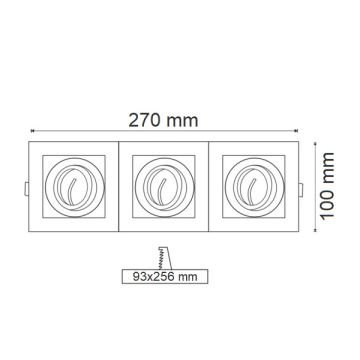 HOROZ 015-028-0003 Sıva Altı Siyah Üçlü Spot Kasası (Meta)