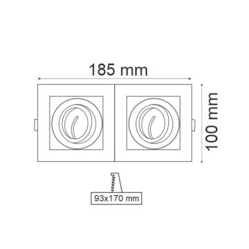 HOROZ 015-028-0002 Sıva Altı Siyah İkili Spot Kasası (Metal)