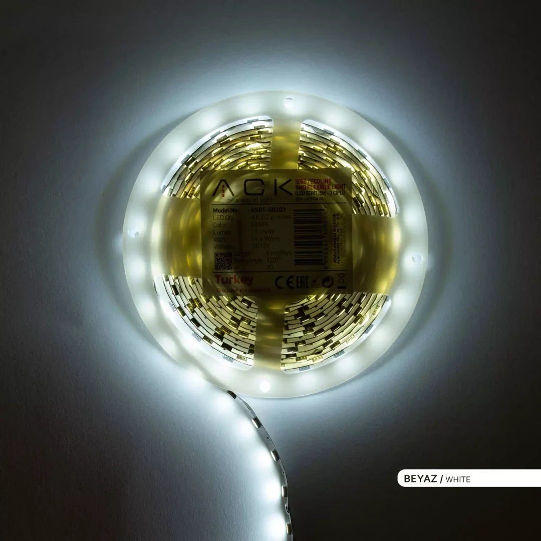 14.4 Watt/Metre Beyaz (6500K) Şerit Led [5 Metre]