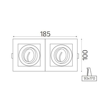 HOROZ 015-048-0003 Sıva Altı Siyah İkili Spot Kasası (Metal)