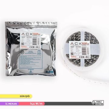 ACK AS01-00300 12 Volt 14.4 Watt/Metre Gün Işığı (3000K) Şerit Led [5 Metre]