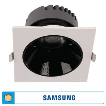 ACK AD10-03530 25 Watt Siyah-Beyaz Sıva Altı Kare SAMSUNG LED Spot - Beyaz Işık (6500K)