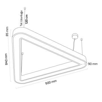 GOYA GY 8116-90 Siyah/Beyaz Kasa 73 Watt 84x84x90 cm Üçgen Halka Lineer Sarkıt Armatür