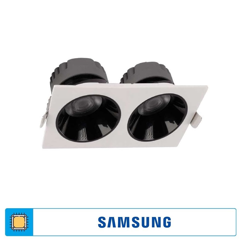 ACK AD10-01610 2x10 Watt Siyah-Beyaz İkili Sıva Altı SAMSUNG LED Spot - Ilık Beyaz (4000K)
