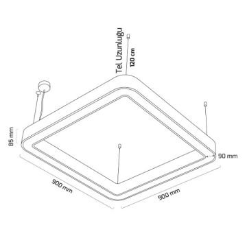 GOYA GY 8114-90 Siyah/Beyaz Kasa 73 Watt 90x90 cm Kare Halka Lineer Sarkıt Armatür