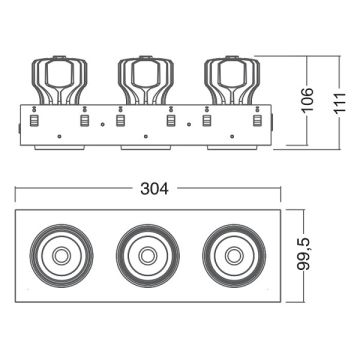 EGGE EGC-7324 Siyah/Beyaz Kasa 3x24 Watt Üçlü LED Mağaza Spotu (CREE LED) - Gün Işığı (3000K)