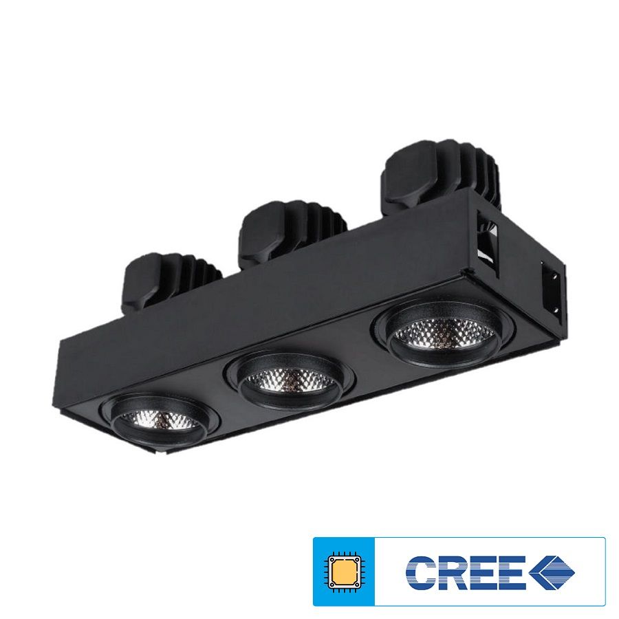EGGE EGC-7324 Siyah/Beyaz Kasa 3x24 Watt Üçlü LED Mağaza Spotu (CREE LED) - Gün Işığı (3000K)