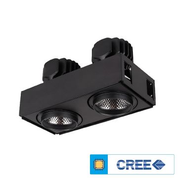 EGGE EGC-7224 Siyah/Beyaz Kasa 2x24 Watt İkili LED Mağaza Spotu (CREE LED) - Gün Işığı (3000K)