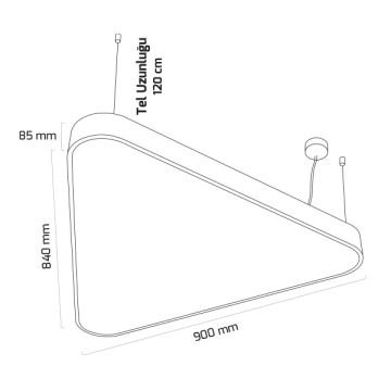 GOYA GY 8117-90 Siyah/Beyaz Kasa 109 Watt 84x84x90 cm Üçgen Lineer Sarkıt Armatür