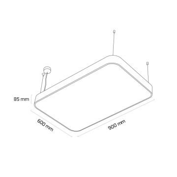 GOYA GY 8119-60x90 Siyah/Beyaz Kasa 144 Watt 60x90 cm Sıva Üstü Dikdörtgen Lineer Armatür