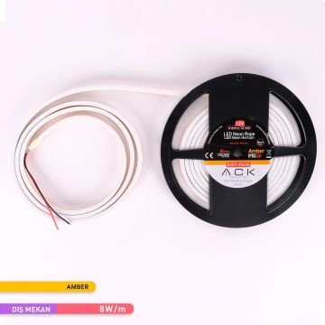 ACK AS03-00608 12 Volt 10 Watt/Metre Dimlenebilir Neon Hortum Led - Amber [5 Metre]
